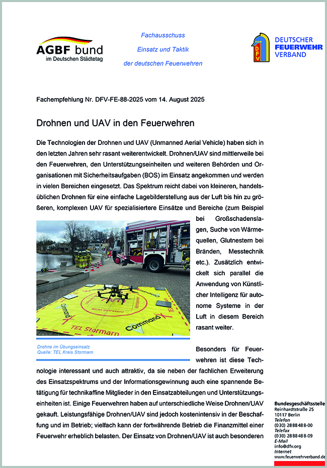 Drohnen und UAV in den Feuerwehren