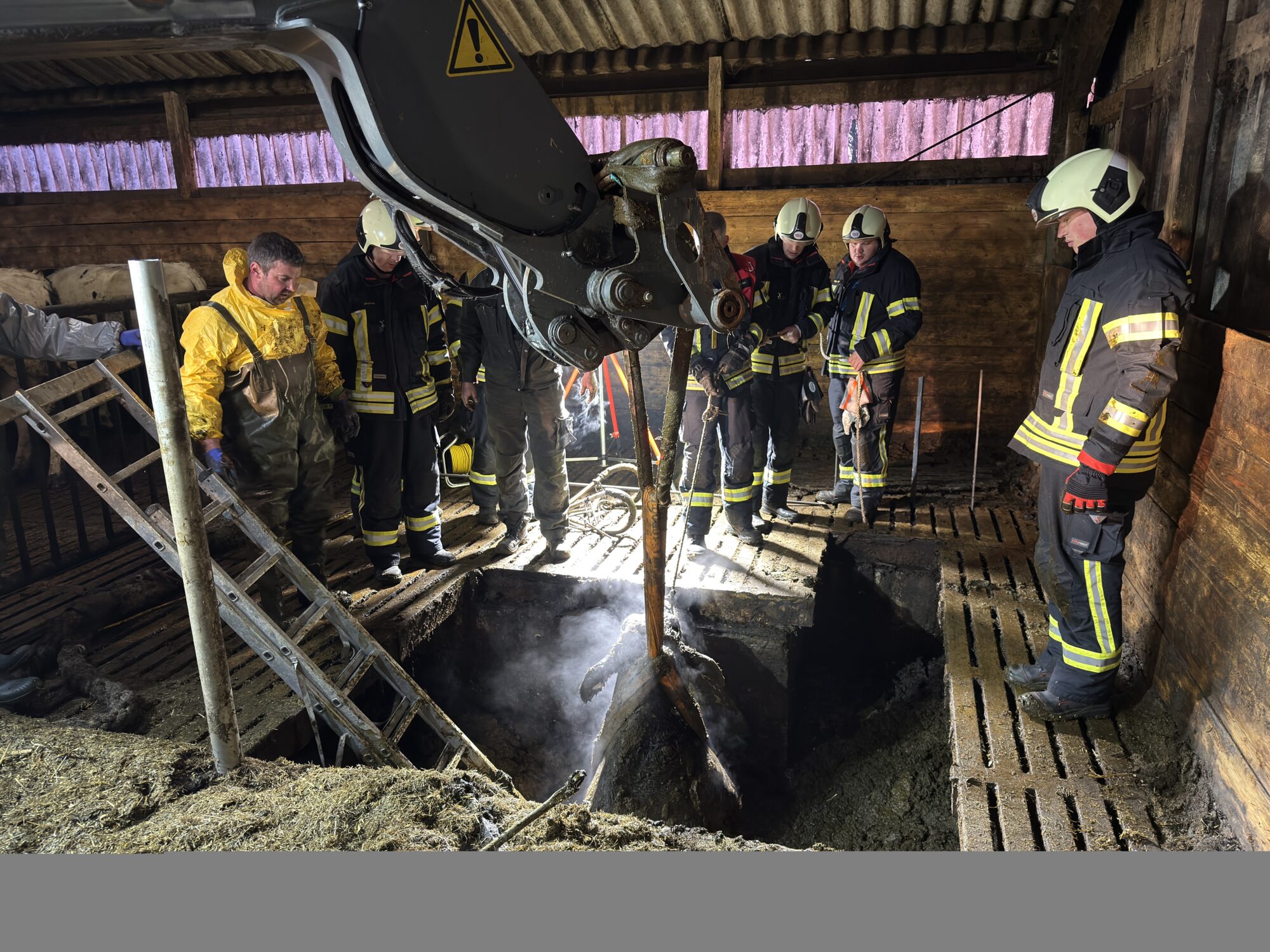 Feuerwehr Aurich: Aufwendige Großtierrettung auf Bauernhof