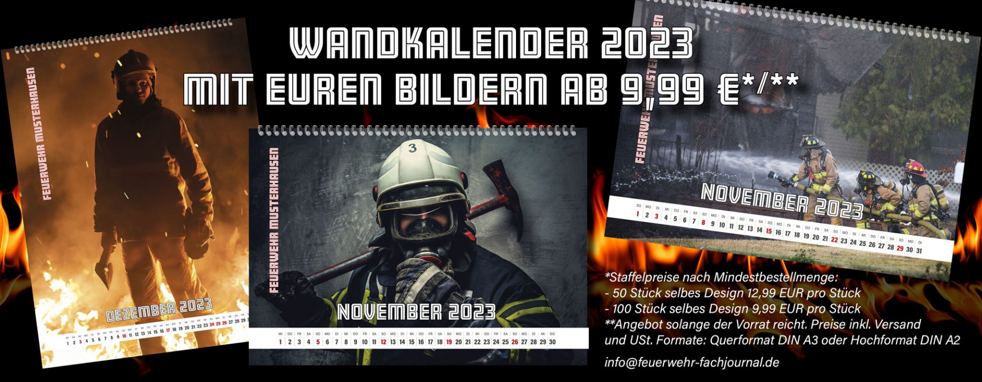 Wandkalender im Format A2 hoch oder A3 quer mit Euren Bildern