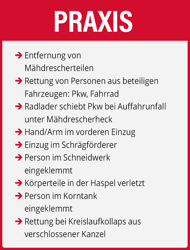 Technische Hilfeleistung Mähdrescher Praxis