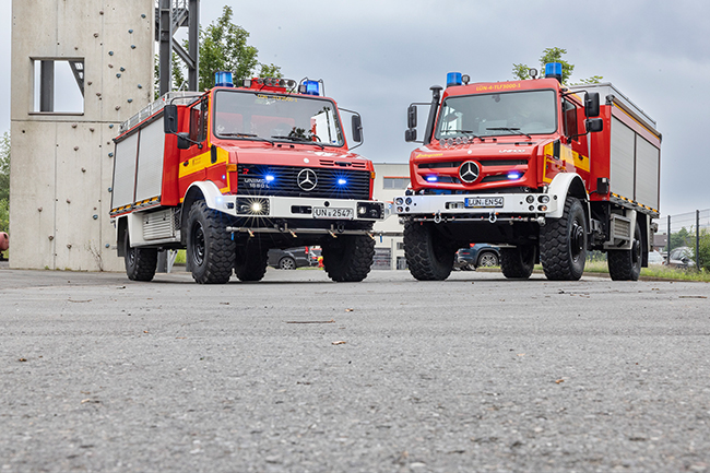 Der bewährte Unimog U 1550L, Baujahr 1987 ergänzt weiterhin einsatztaktisch den Unimog der aktuellen Baureihe Unimog U 5023. Bild: © Daimler Truck AG