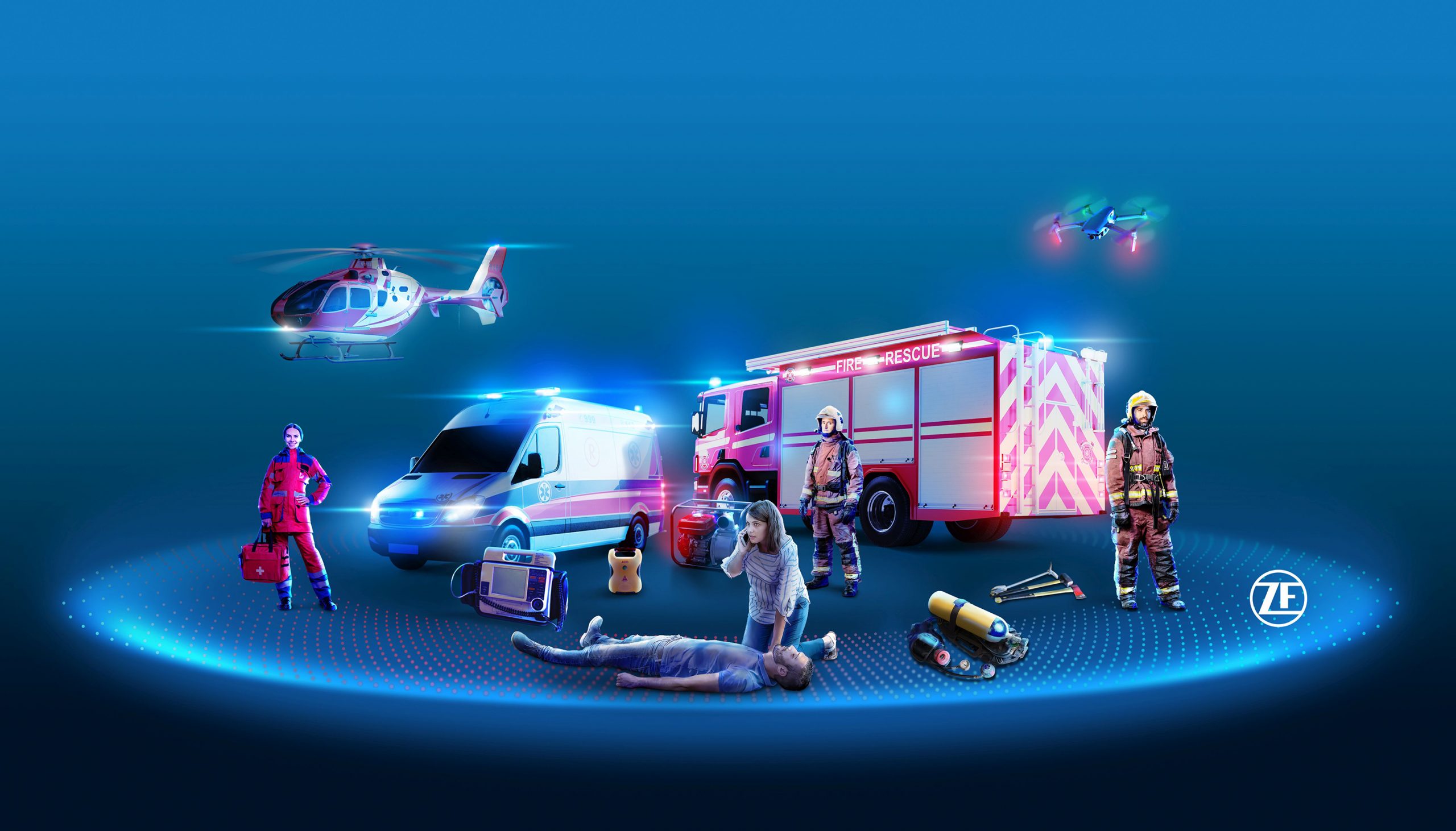 Interschutz 2022: ZF vernetzt Rettungskräfte und elektrifiziert Antriebe von Rettungsfahrzeugen