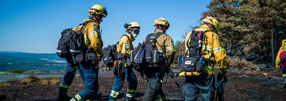 @fire-Handcrew und AirOps-Spezialisten im Waldbrandeinsatz in der Sächsischen Schweiz